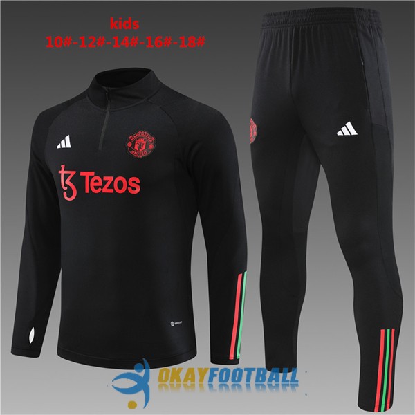 tracksuit zipper manchester united kid black red green 2023-2024