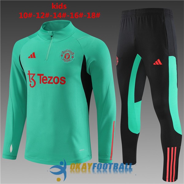 tracksuit zipper manchester united kid green black red 2023-2024