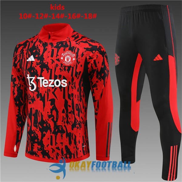 tracksuit zipper manchester united kid red black (2) 2023-2024