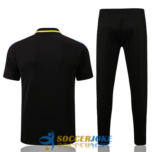 polo kit manchester united black dark blue yellow training 2022-2023