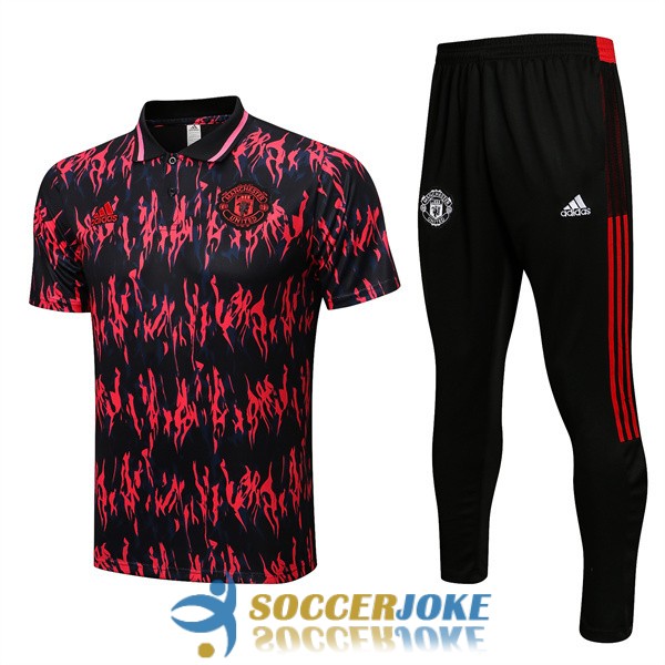 polo kit manchester united black red (1) training 2022-2023