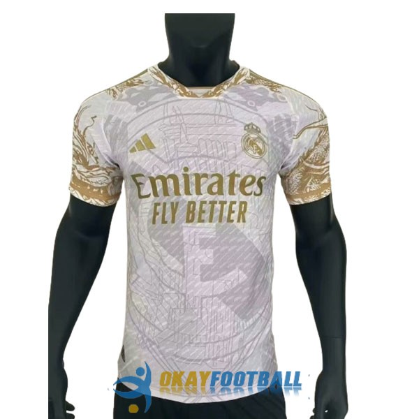shirt real madrid white golden gray special edition dragon player version 2023-2024 [EX23-11-24-191]