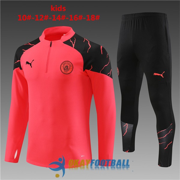 tracksuit zipper manchester city kid red black 2023-2024