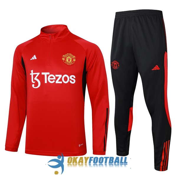 tracksuit zipper manchester united red black (1) 2023-2024