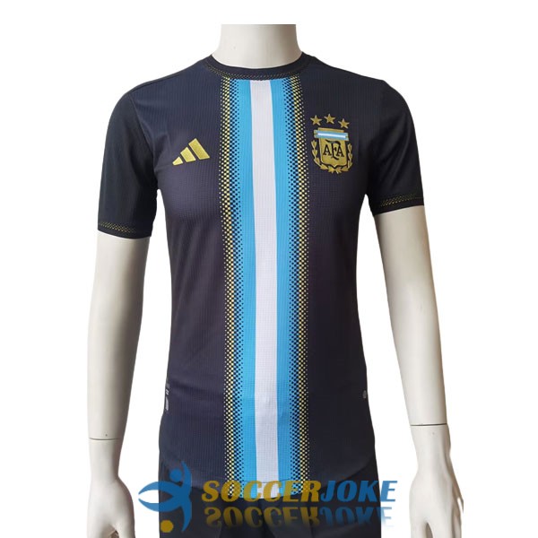 shirt argentina black white blue yellow special edition player version 2023-2024