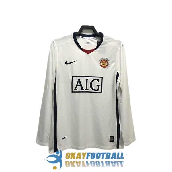 shirt away manchester united retro aig long sleeve 2008-2009