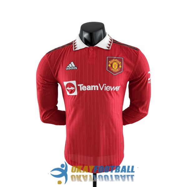 shirt home player version manchester united long sleeve 2022-2023