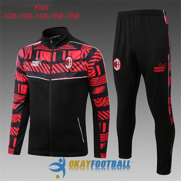 jacket ac milan kid red black 2022-2023