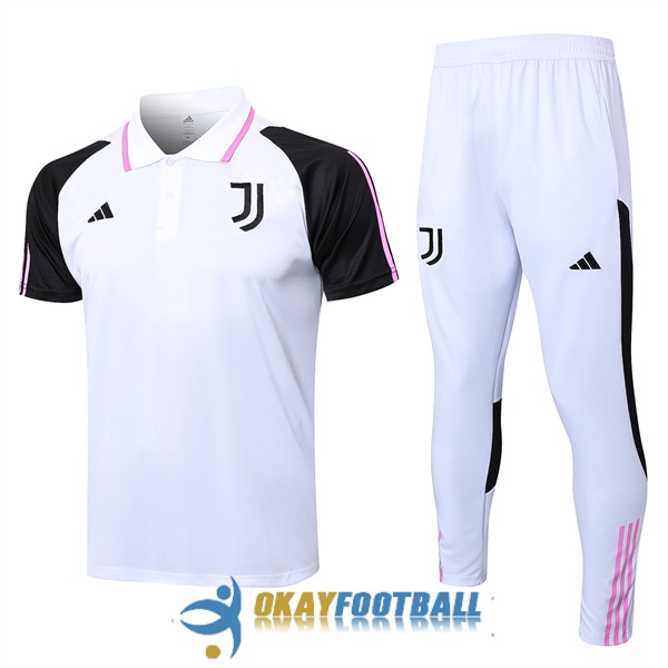 polo kit juventus white black pink training 2023-2024