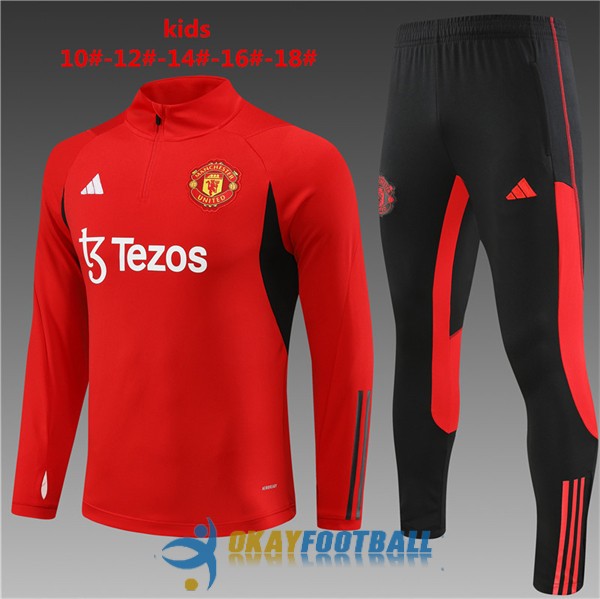 tracksuit zipper manchester united kid red black (1) 2023-2024