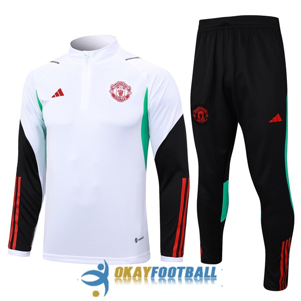 tracksuit zipper manchester united white green black red 2023-2024 [EX23-9-7-182]