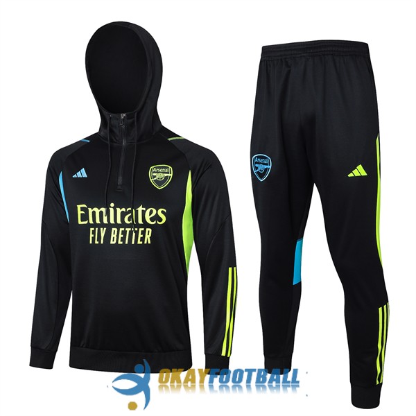 tracksuit hooded arsenal black blue yellow 2023-2024