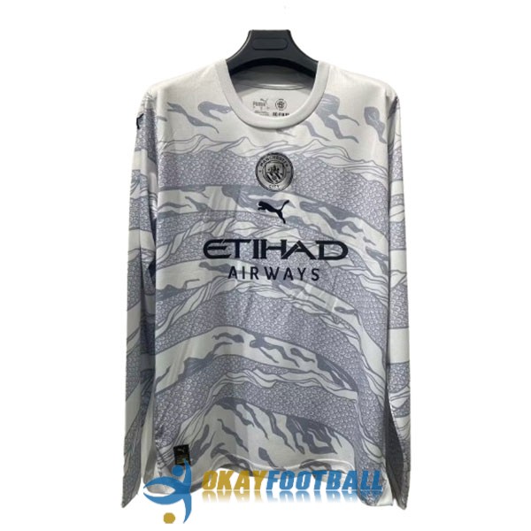 shirt white gray manchester city long sleeve special edition chinese dragon year 2024-2025