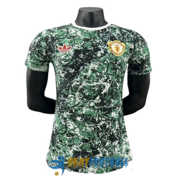 shirt manchester united green black white special edition stone roses player version 2024-2025