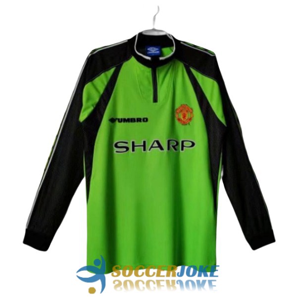 shirt green black manchester united goalkeeper retro sharp long sleeve 1998-1999